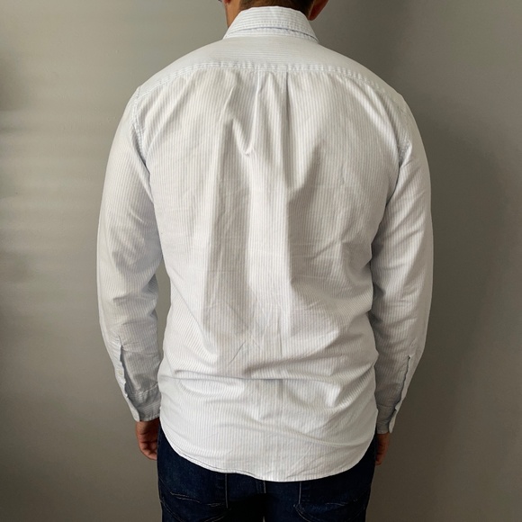 J. Crew Light Blue Stripe Oxford Cotton Button Down - Picture 2 of 4